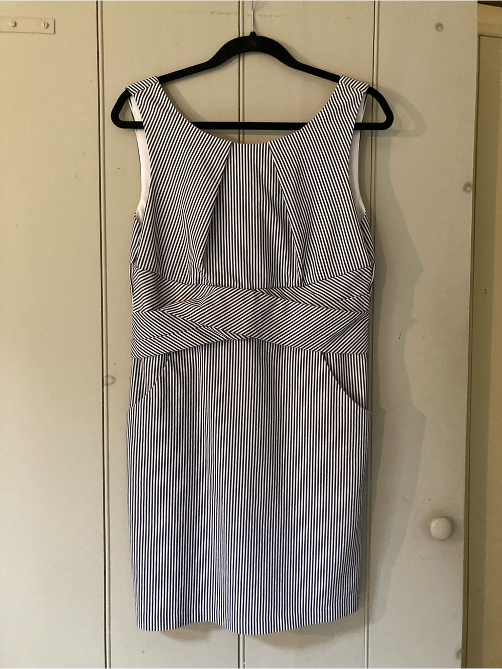 NWOT Classic Black & White Pinstriped Dress with Pockets • Size 13